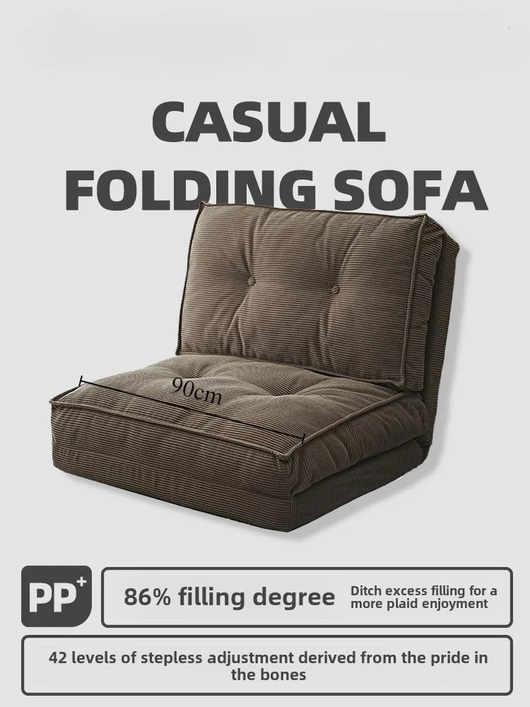 Lazy sofa, creamy style living room, foldable dual-purpose single sofa, small-sized household, reclining or sleeping sofa bed
