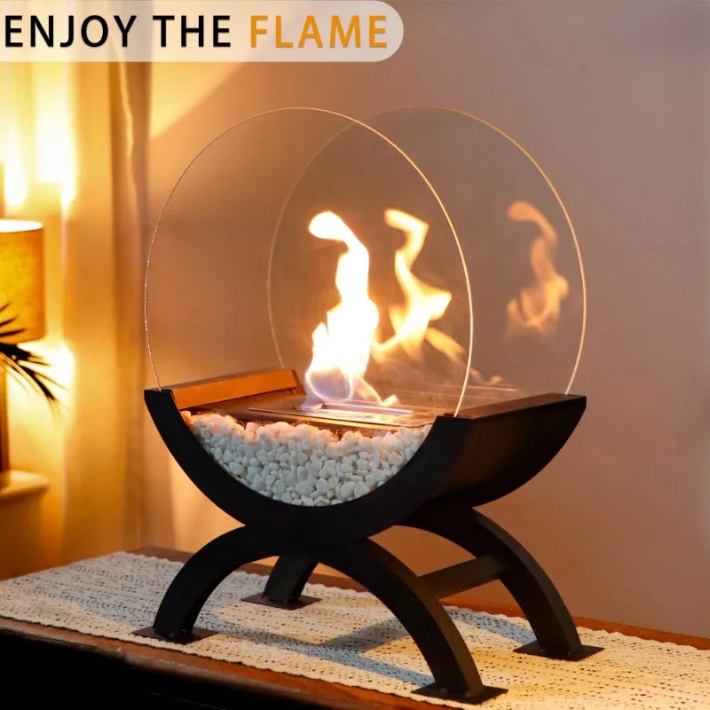 Big Freestanding Round Bioethanol Fireplace Large Burner Patio Heater Indoor Outdoor Metal Ethanol Fire Pit