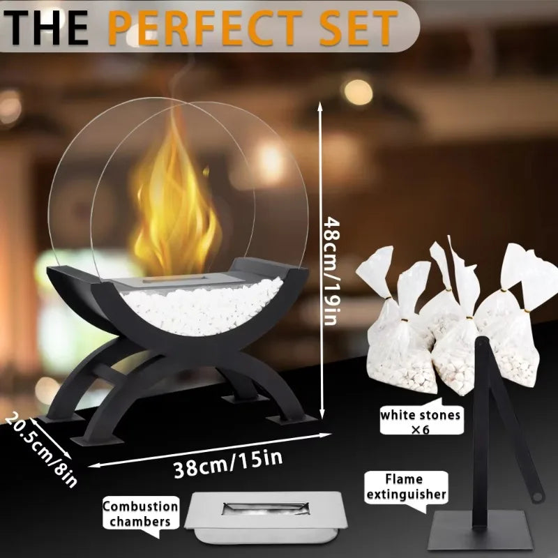 Big Freestanding Round Bioethanol Fireplace Large Burner Patio Heater Indoor Outdoor Metal Ethanol Fire Pit