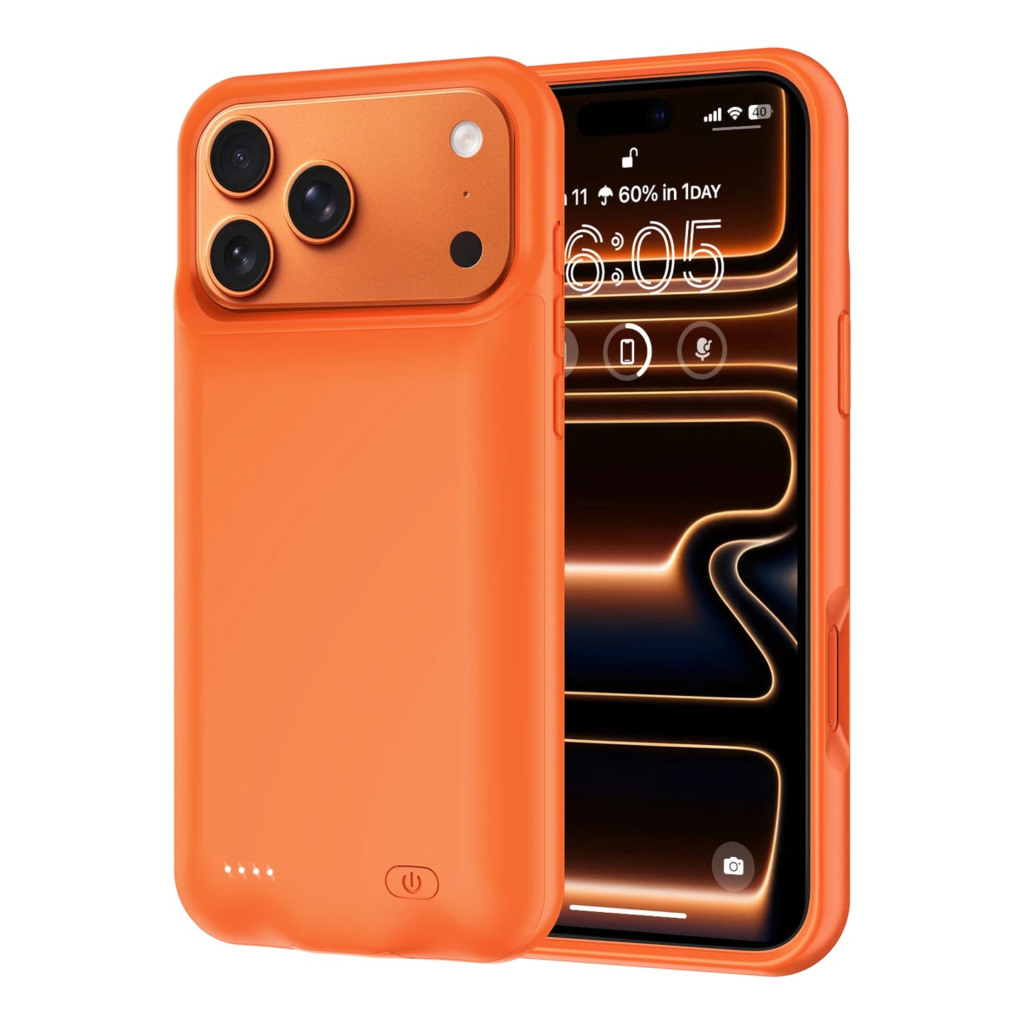 Orange Color Wireless Battery Charger Case for IPhone 17 Pro Max Magnetic Power Bank Battery Charging for IPhone 17 Pro Max