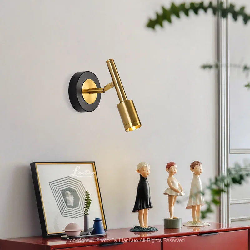 Luxury Home Decor Spot Wall Lamp Metal Body Plating Rotatable Sconce Light LED Hotel Bedroom Retro Design Reading Sconce Lustres