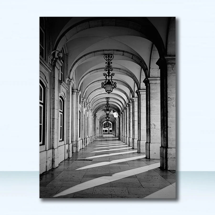 Wall Art S Prints Wall Pictures For Living Room Scandinavian Nordic Black And White Building Canvas Painting Girl