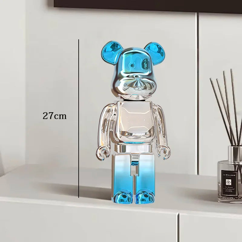 27cm Graffiti Bear Statue Paint Block Bear Decor Resin Desktop Ornaments Home Decoration Living Room Bear Floor Sculpture Gifts