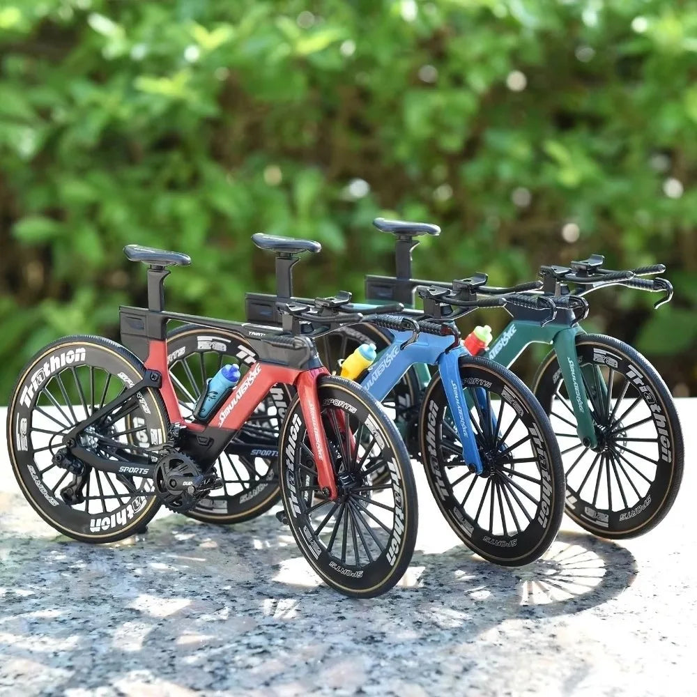 New Simulated Road Bike Model Red Blue Green 1:8 Collectible Bike Toy Colorful with Water Bottle Alloy Road Bike Ideal Gift