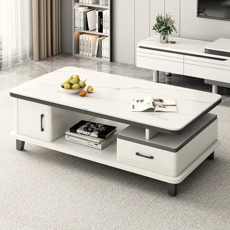 Modern LED TV Stand for Televisions Up Coffee Table Glass Shelves and Drawer Gaming Entertainment Center with Multiple Cabinet