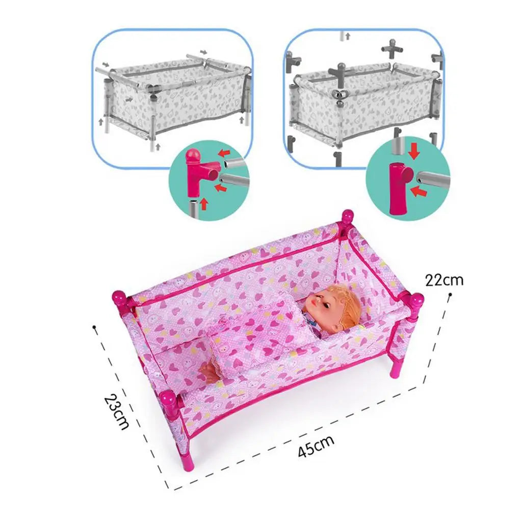 Bed - Dolls - Includes Mattress & Bedding, Kids indoor Playset