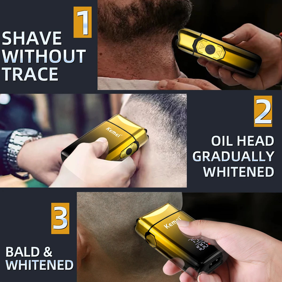 Kemei TX10 new electric shaver with LED display rechargeable beard shaver men's bald shaver original blade accessories
