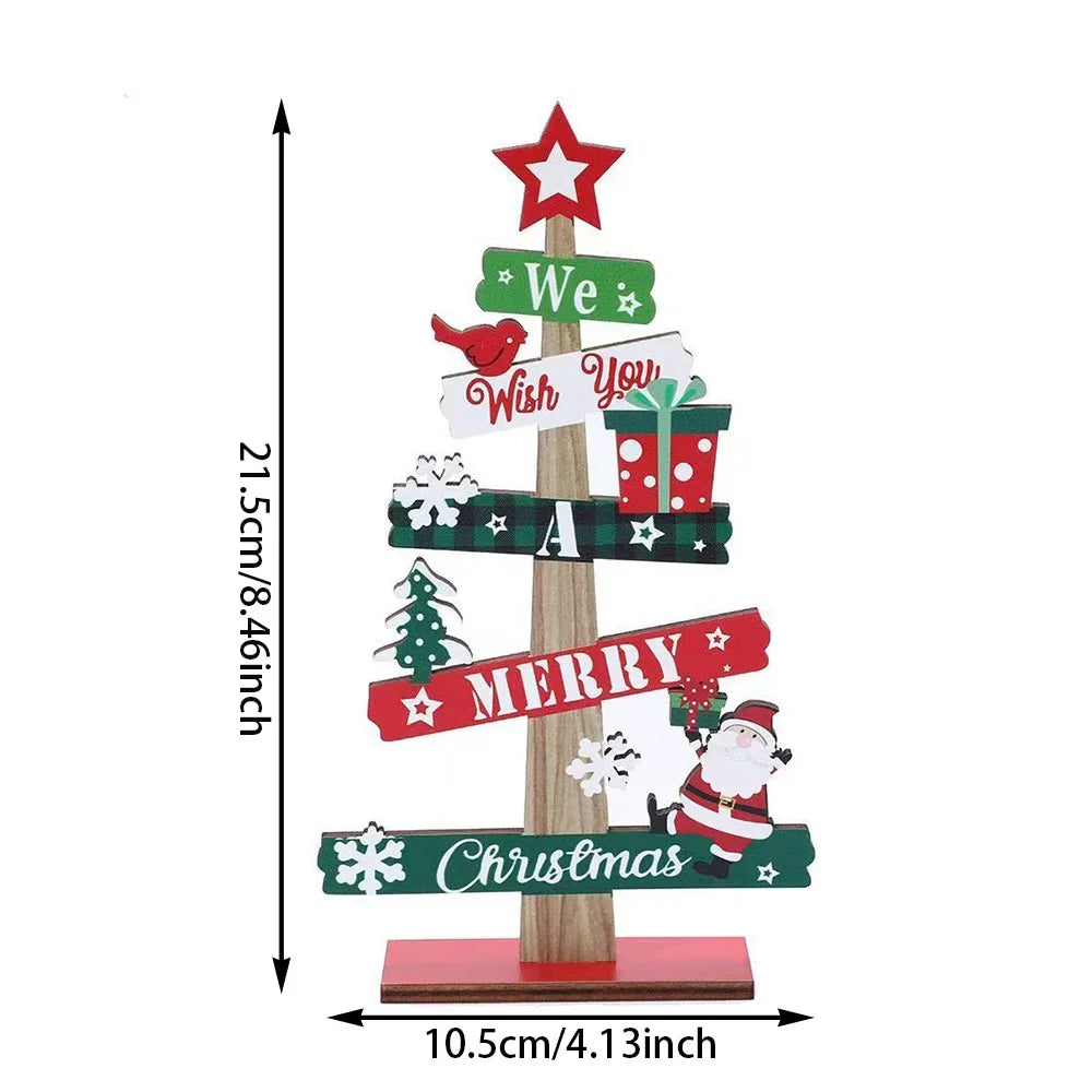 Runto 1pc Wooden Xmas Tree Ornaments Santa Claus Snowman 2025 Merry Christmas Home Decoration New Year Desktop Decor Navidad