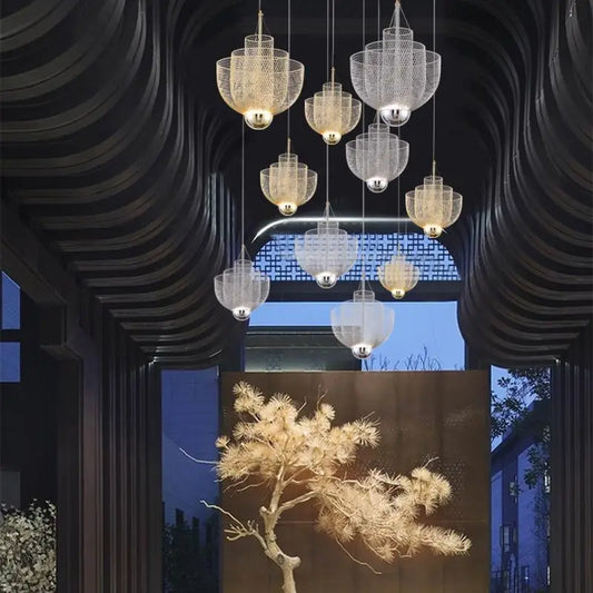 Modern LED Pendant lamps Lighting lustre Italy Designer LED Geometric Hollow LOFT Chandelier Staircase Home decor Hanging Lights