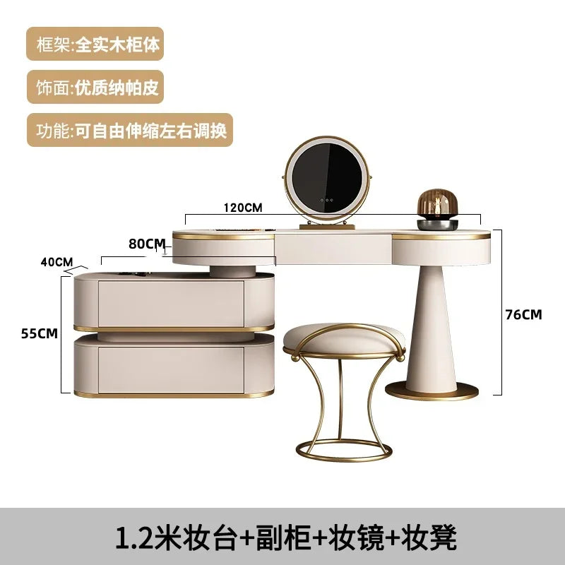 Luxury Corner Dressing Table Combs Organizer Flower Cosmetic Mirror Dressing Table Jewelry White Espejo Tocador Home Decor