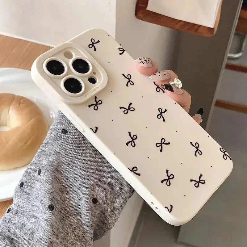 Multiple Small Bowknots Cute Personality Phone Case For iPhone 16 15 14 13 12 11 Pro 16E XR X XS Max 7 8 Plus SE Mini Soft Cover