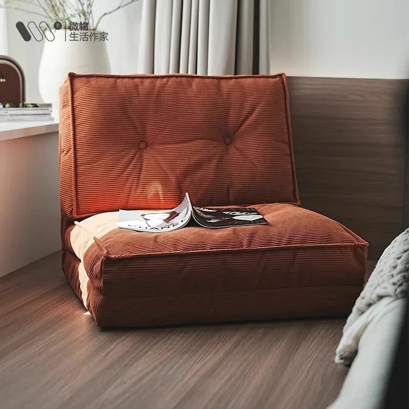 Lazy sofa, creamy style living room, foldable dual-purpose single sofa, small-sized household, reclining or sleeping sofa bed