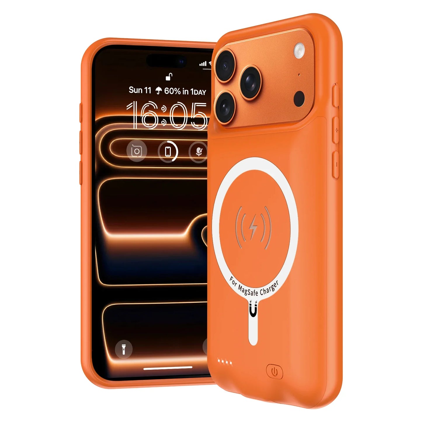 Orange Color Wireless Battery Charger Case for IPhone 17 Pro Max Magnetic Power Bank Battery Charging for IPhone 17 Pro Max