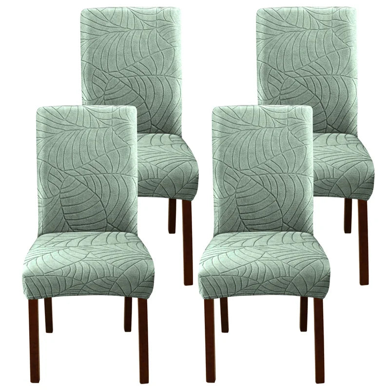 Leaves Jacquard Dining Chair Covers Removable Stretch Universal Chairs Cover Solid Color Seat Covers for Kitchen Hotel Banquet