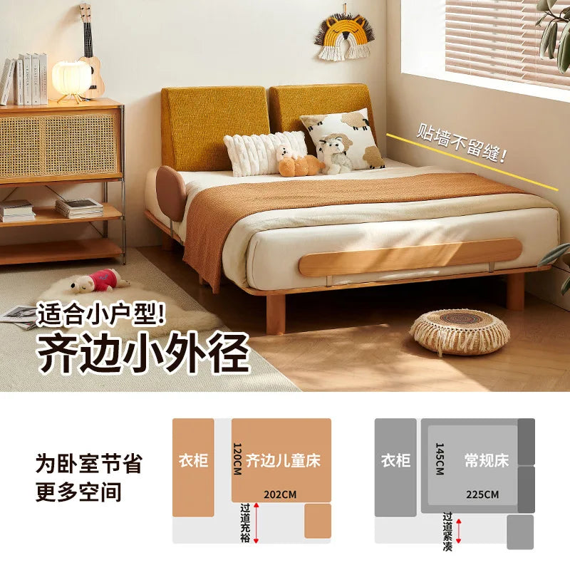 Boys and girls bed small apartment single bed 1.5 meters simple full solid wood tatami no bedside children's bed