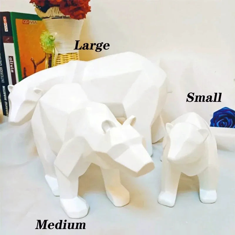 ERMAKOVA Bear Sculpture Geometric Resin Polar Bear Statue Fashion Desktop Ornament Modern Abstract Bear Figurines