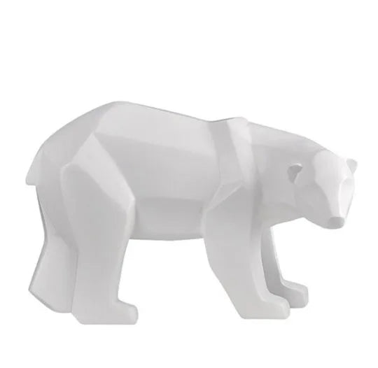 ERMAKOVA Bear Sculpture Geometric Resin Polar Bear Statue Fashion Desktop Ornament Modern Abstract Bear Figurines