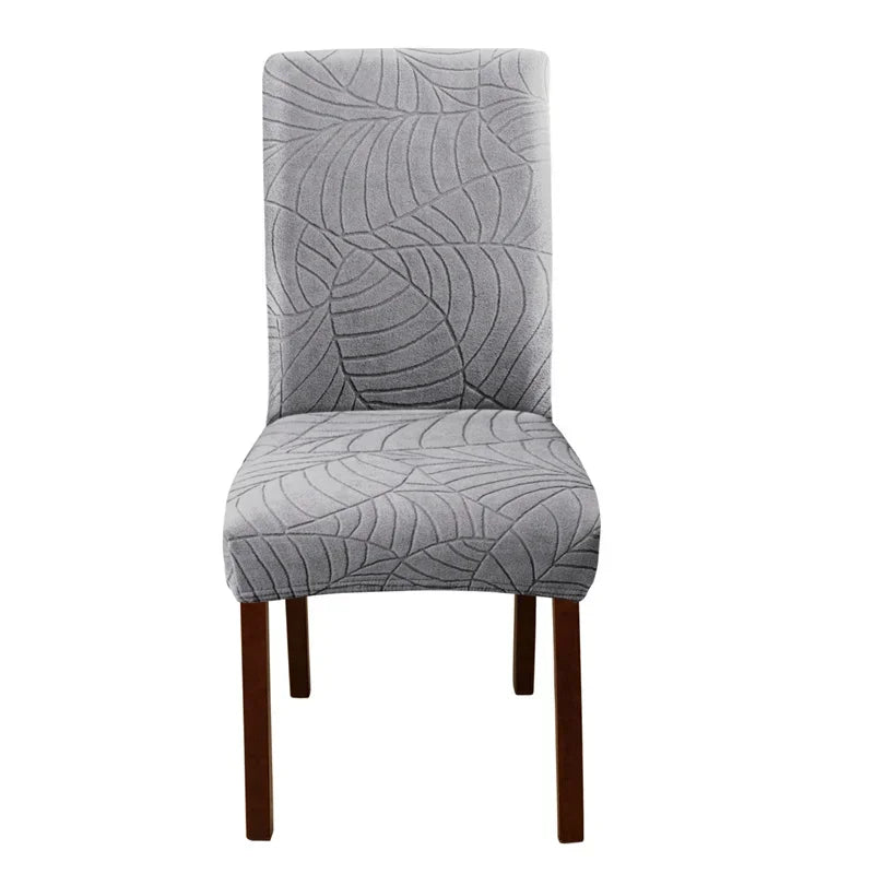 Leaves Jacquard Dining Chair Covers Removable Stretch Universal Chairs Cover Solid Color Seat Covers for Kitchen Hotel Banquet