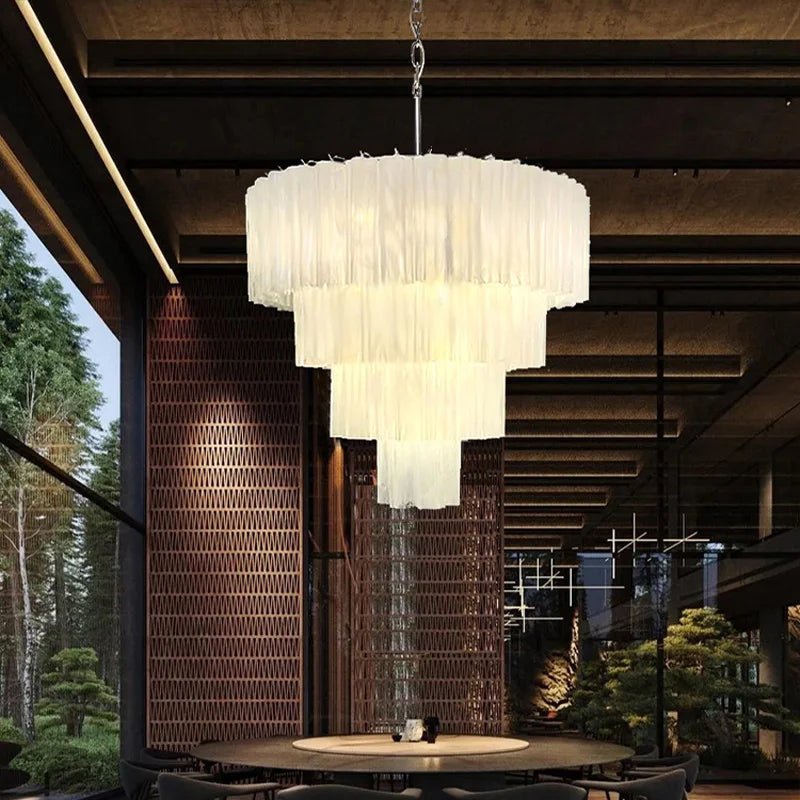 Modern living room chandelier with long glass pendant for bar ceiling decoration, adjustable pendant chain, home decoration