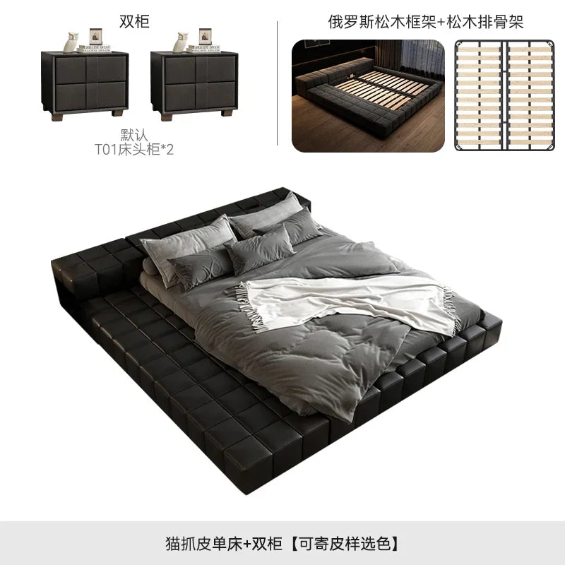Europian Modern Bed Aesthetic Unique Sleeping Double Bed Children 180x200 Cama De Lujo Para Dormitorio House Accessories