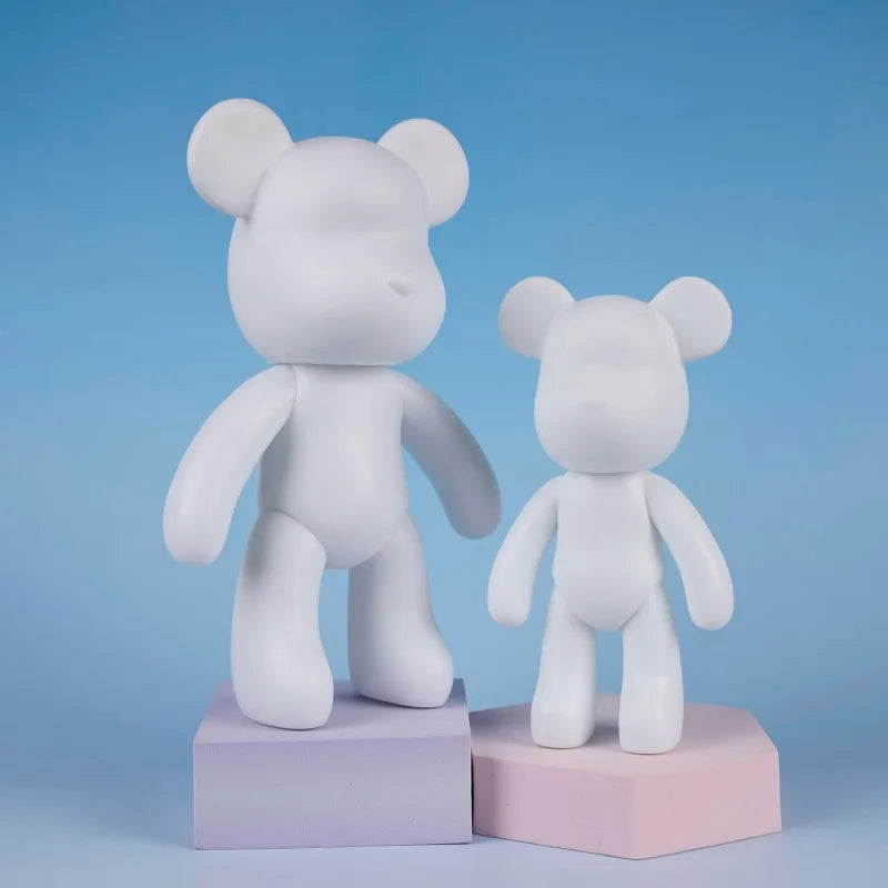 DIY Fluid Bear Sculpture Handmade DIY Painting Cool Bear Figurine Animal White Mold Graffiti Art Accessories Home Decoration