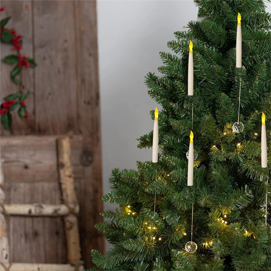 Hanging Floating Flameless Candles With Wand Flameless Taper Candles LED Candles Warm Light Christmas Candlesm12k