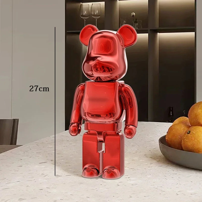 27cm Graffiti Bear Statue Paint Block Bear Decor Resin Desktop Ornaments Home Decoration Living Room Bear Floor Sculpture Gifts