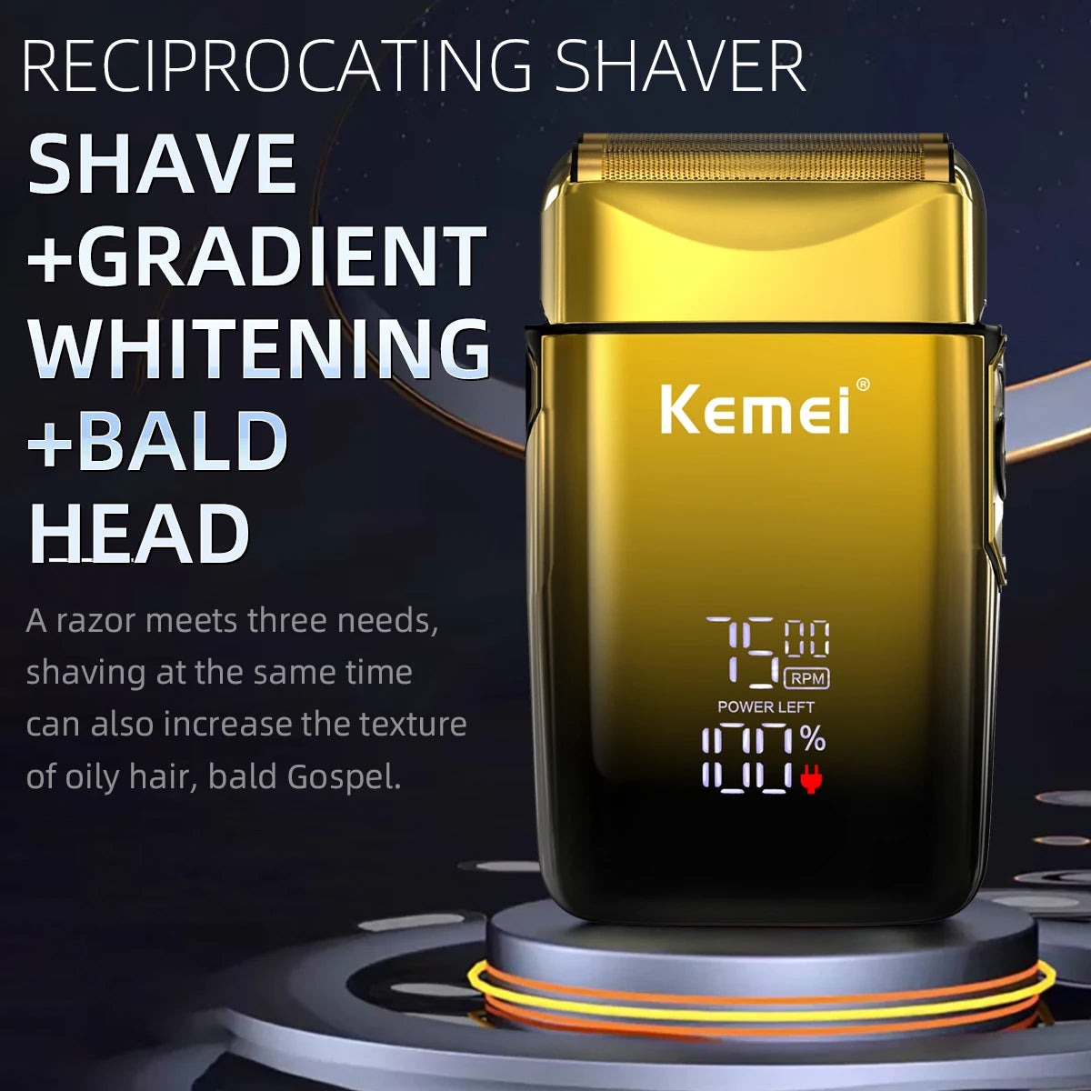 Kemei TX10 new electric shaver with LED display rechargeable beard shaver men's bald shaver original blade accessories