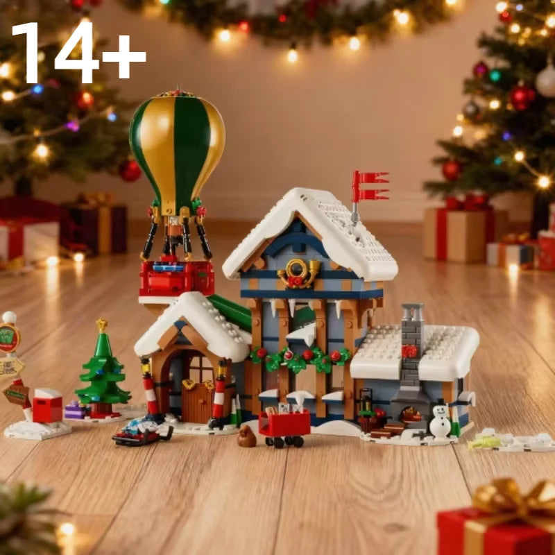 Xmas Decor 1440PCS FIT 10339 Santa's Post Office Building Blocks Assembly Winter Architecture Model Bricks Toy Christmas Gift