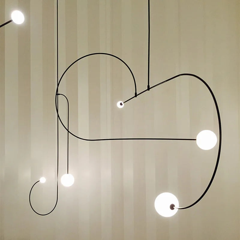 Mobile Chandelier Designer Line Chandelier For Living Room Bedroom Restaurant Shop Decor Minimalist Kitchen Island Hanging Lamp