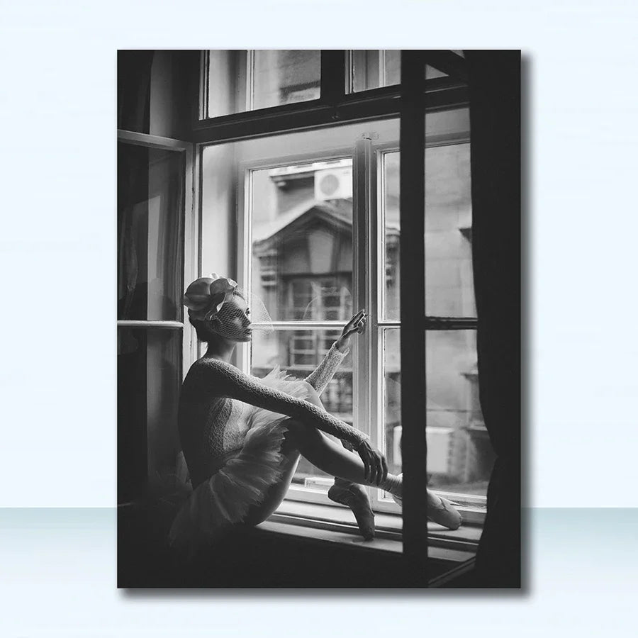 Wall Art S Prints Wall Pictures For Living Room Scandinavian Nordic Black And White Building Canvas Painting Girl