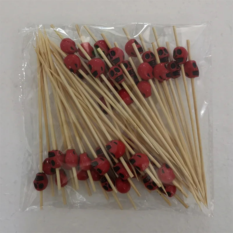 Christmas Decorations Xmas Tree Bamboo Pick Buffet Fruit Fork Party Dessert Stick Cocktail Skewer Disposable Toothpick 50Pcs