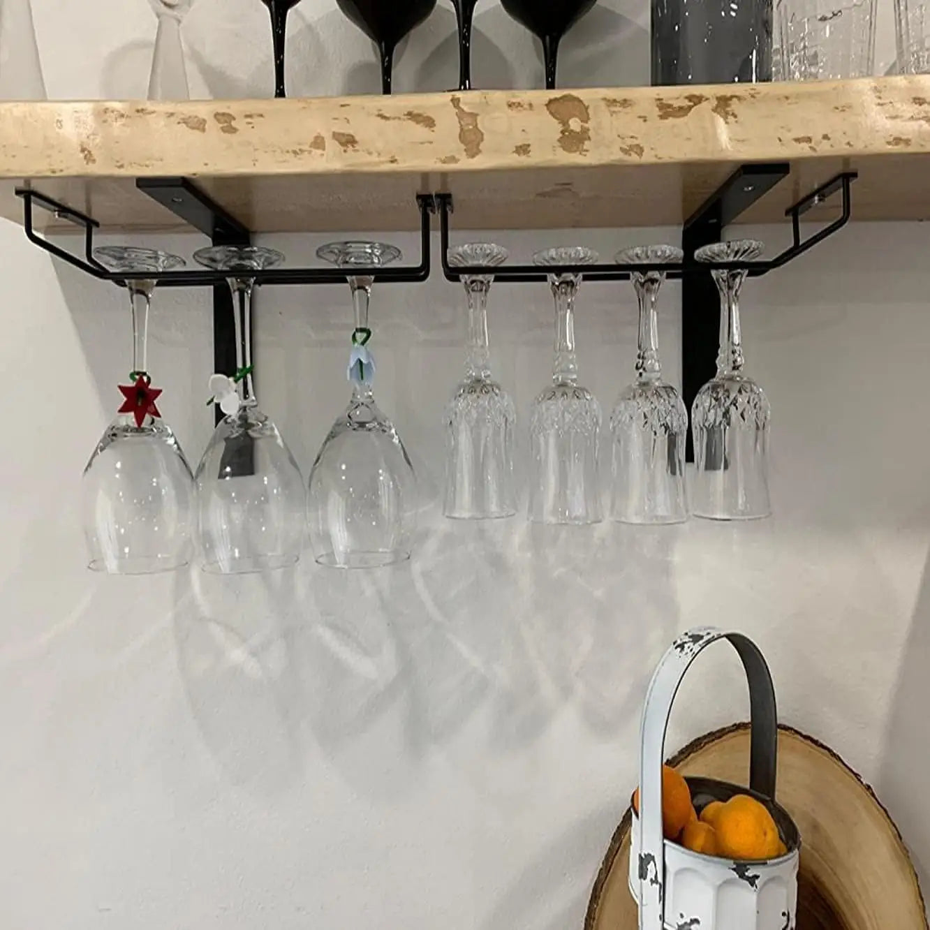 Wine Glass Rack, Under Cabinet Wine Glass Holder, Stemware Rack, Hanging Stemware Holder