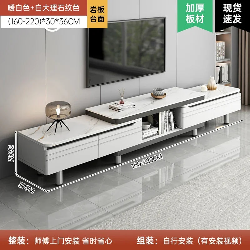 Modern LED TV Stand for Televisions Up Coffee Table Glass Shelves and Drawer Gaming Entertainment Center with Multiple Cabinet