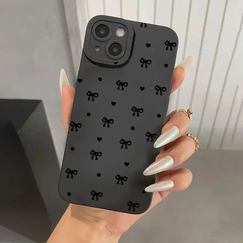 Multiple Small Bowknots Cute Personality Phone Case For iPhone 16 15 14 13 12 11 Pro 16E XR X XS Max 7 8 Plus SE Mini Soft Cover