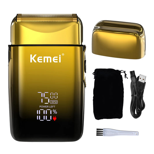 Kemei TX10 new electric shaver with LED display rechargeable beard shaver men's bald shaver original blade accessories