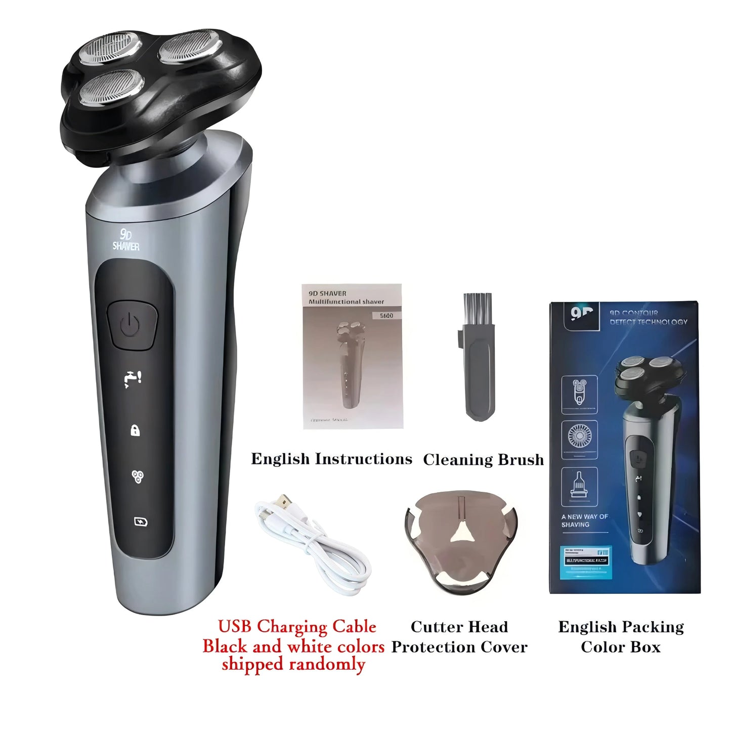 New 9D Electric Shaver USB Car-mounted High-power Full-body Wash Beard Knife Rechargeable Razor