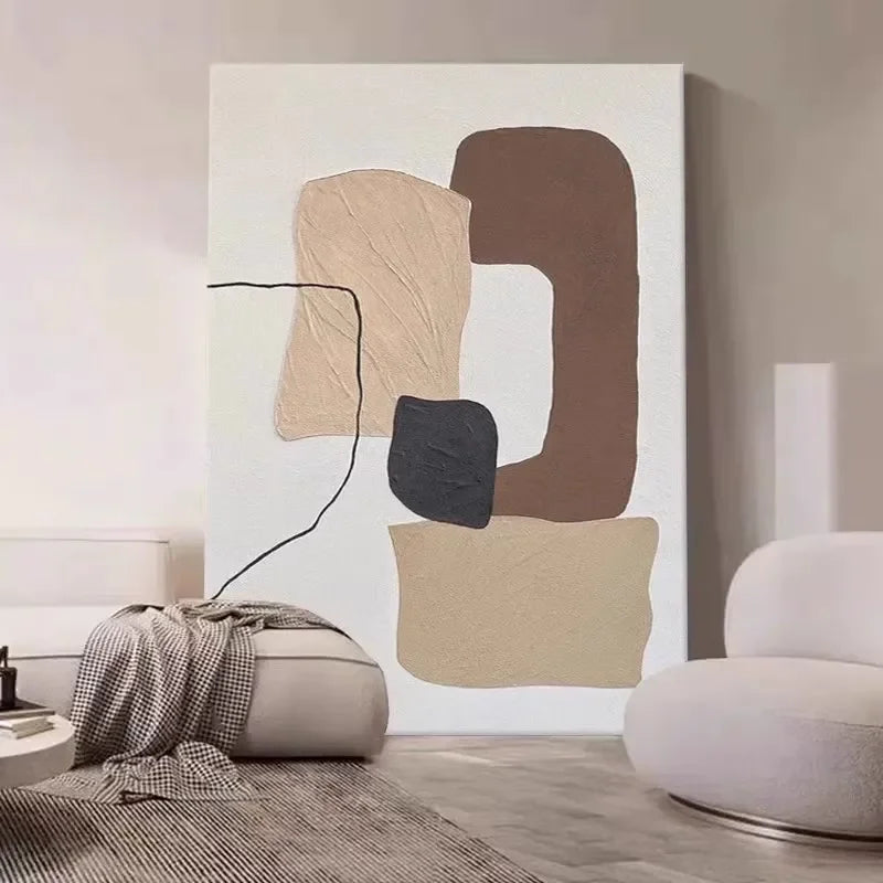 Handmade Large Textured Oil Painting Modern Abstract Geometry Hand Painted Wall Art PictureFor Living Room Porch Entrance Decor