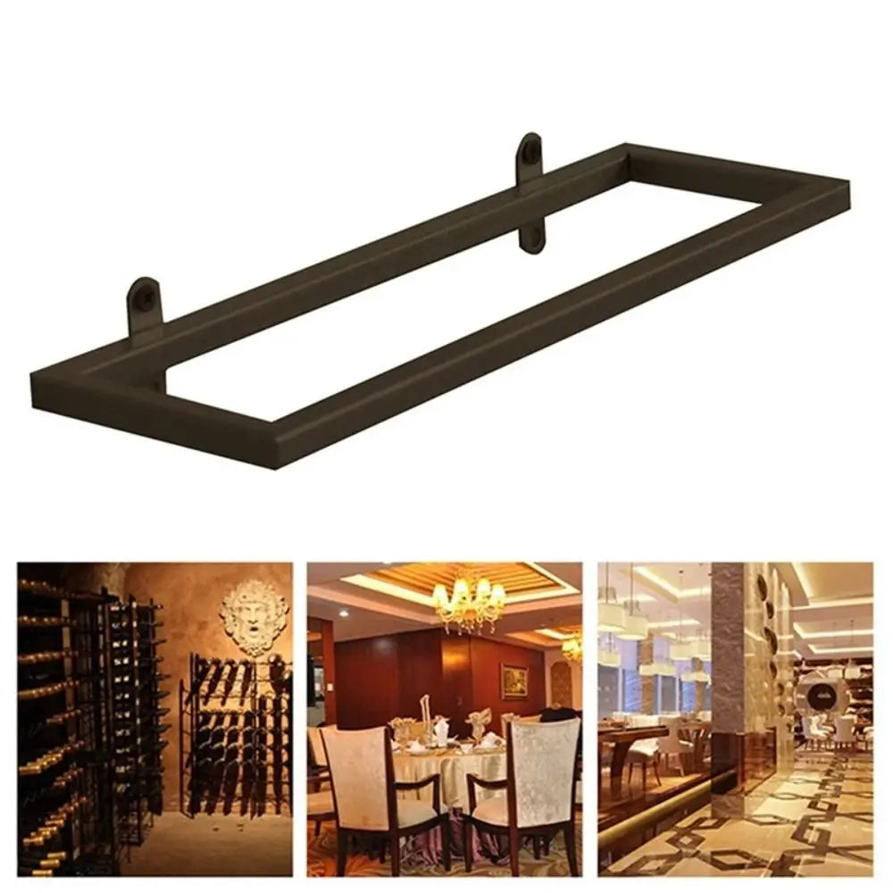 Under Cabinet Organizer Wine Rack Wall Mounted Liquor Wine Bottles Black Metal Wall Decor