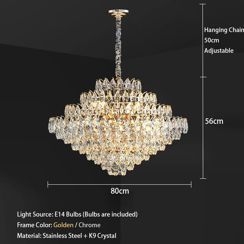 Luxury Crystal Big Chandeliers for Living Room Decor Modern Art Designer Luminaire Lustre Hight Ceiling Pendant Home Lamps Hall