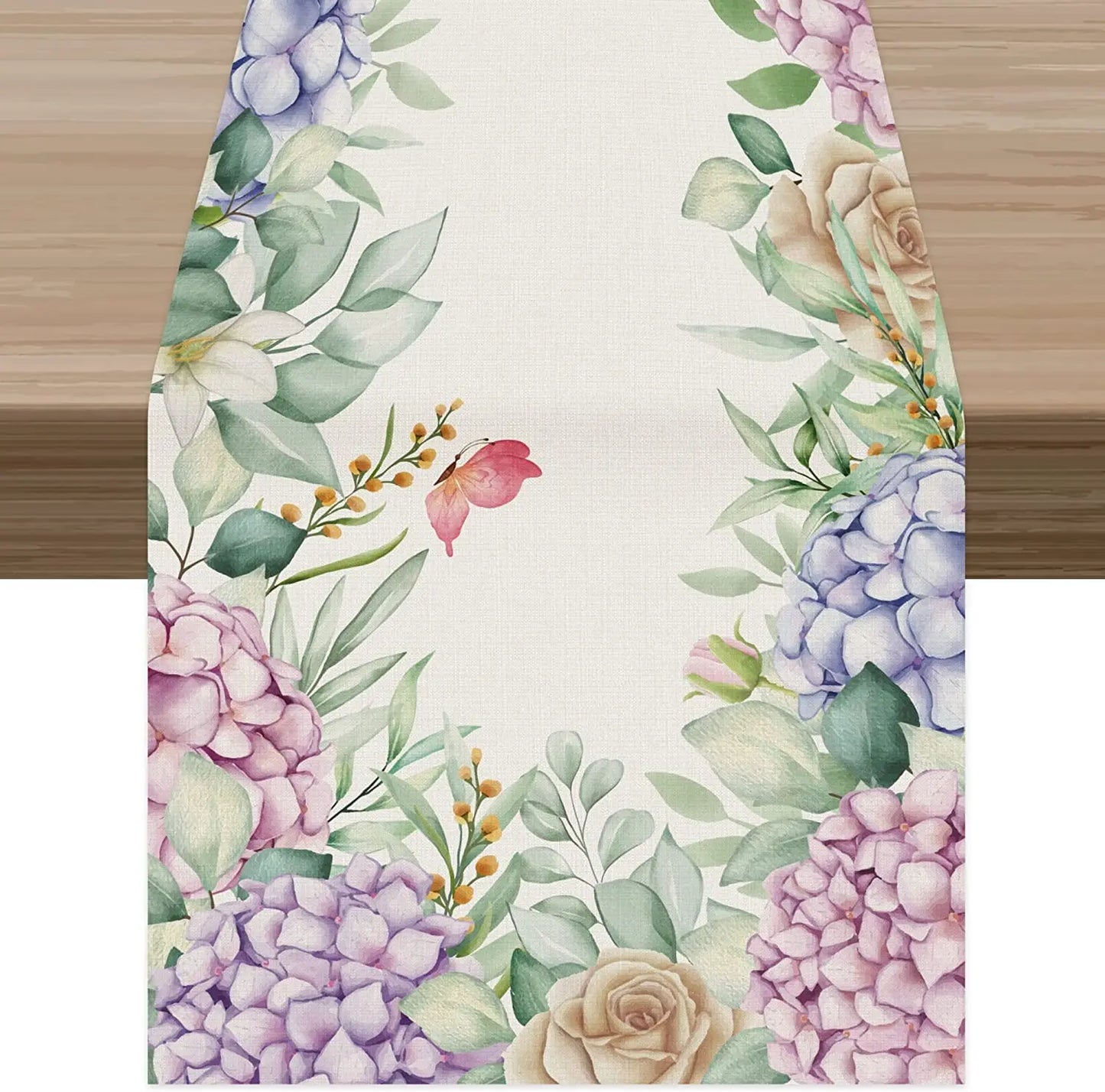 Floral Linen Table Runners Thanksgiving Wedding Table Decoration for Kitchen Decor Home Party Table Runner Coffee Table Decor