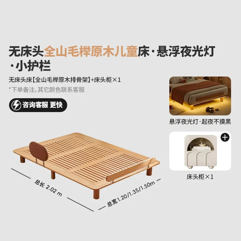 Boys and girls bed small apartment single bed 1.5 meters simple full solid wood tatami no bedside children's bed