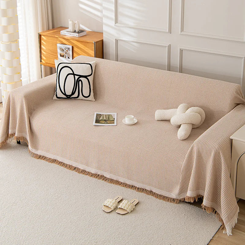 Sofa Towel  with Full Coverage Ins Cream Wind Cotton Yarn Camping Blanket Sofa Cushion Cover All  Season Universal All Inclusive