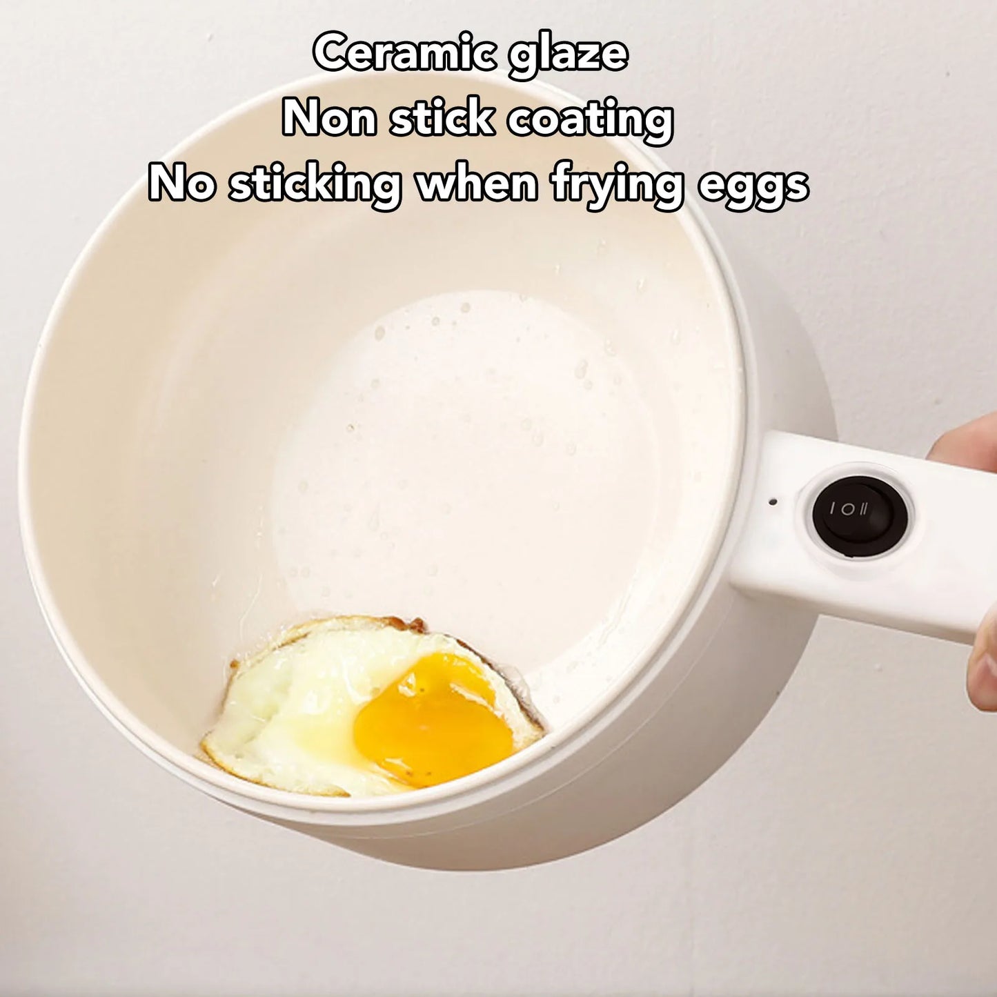 Electric Cooking Pot 1.8L Mini Multifunctional Anti Stick 2 Speed Adjustable 600W with Steam Basket Electric Ramen Cooker
