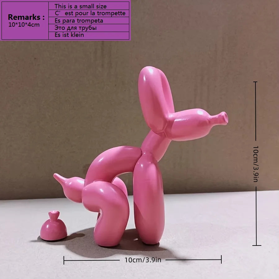 Modern Art Squat Balloon Dog Animal Decorative Statue, Suitable for Interior Living Room Farmhouse Bedroom Office Cabinet Wood