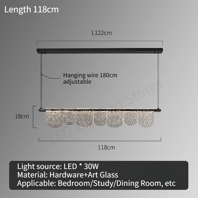 Luxury Living Room LED Chandelier Creative Ice Silk Glass Lamp Home Decoration Dining Room Main Light Bedroom Lighting Fixture