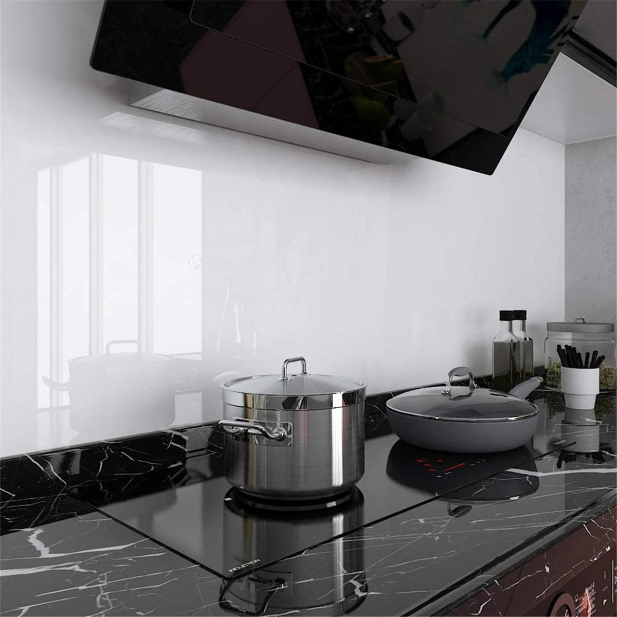 PVC Pearl Film Waterproof Wallpaper Room DIY Self-adhesive Black/White Wardrobe Kitchen High Gloss Paste Furniture Wall Stickers