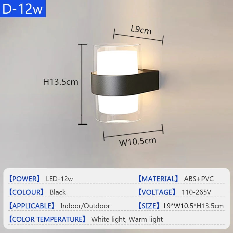 Modern LED Wall Lamp Outdoor Waterproof Courtyard Lamp Living Room Bedroom Porch Stairs Indoor and Outdoor Home Decoration Light