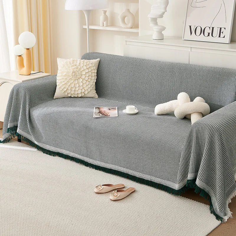Sofa Towel  with Full Coverage Ins Cream Wind Cotton Yarn Camping Blanket Sofa Cushion Cover All  Season Universal All Inclusive