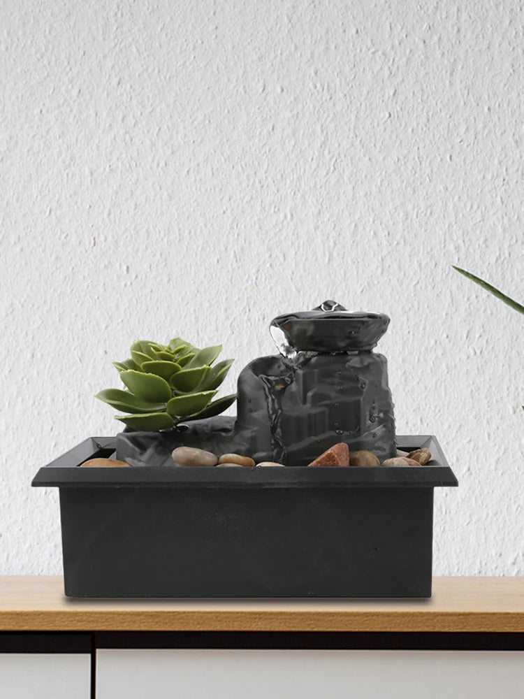 Fashion USB Battery Water Fountain Desktop Flowing Water Waterfall Home Ornament Craft Garden Supplies